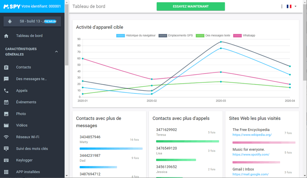 tableau de bord - Comment suivre un iPhone gratuitement sans que la personne le sache?