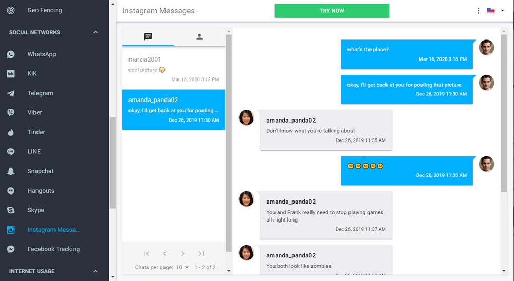 mSpy clone instagram messages